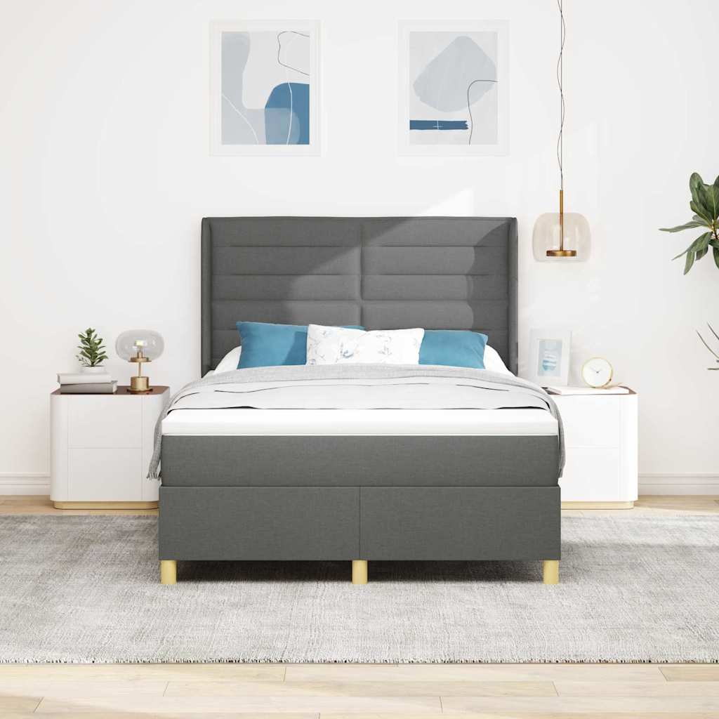 Box spring seng med madras Mørkegrå 160 x 200 cm Stof