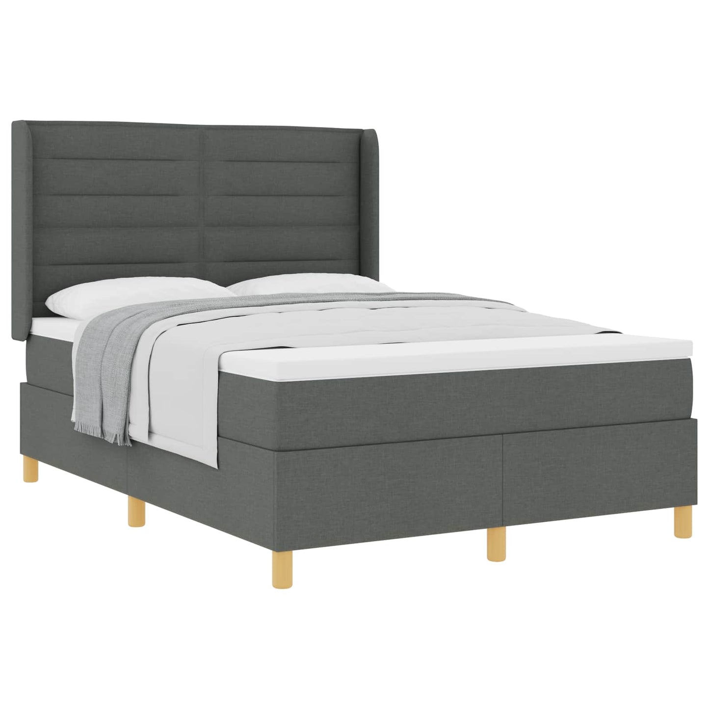Box spring seng med madras Mørkegrå 160 x 200 cm Stof
