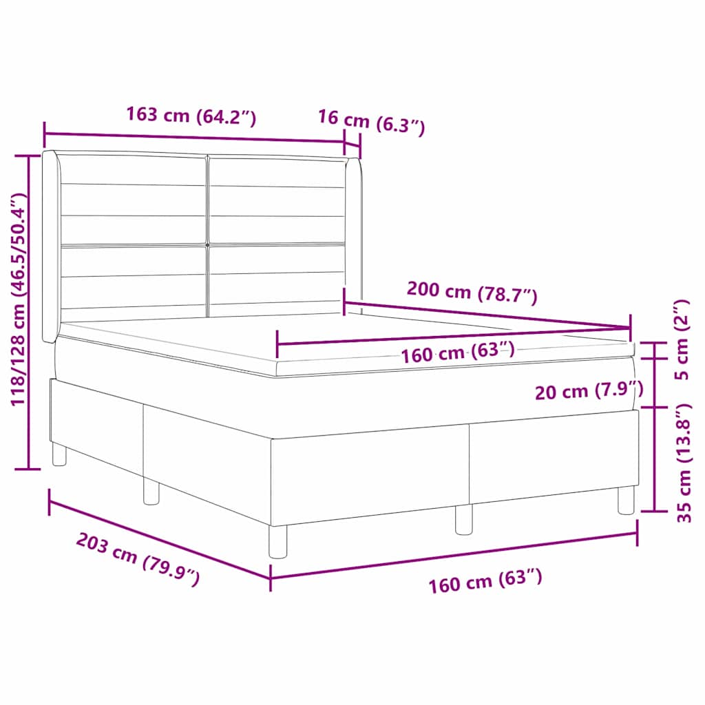 Box spring seng med madras Mørkegrå 160 x 200 cm Stof