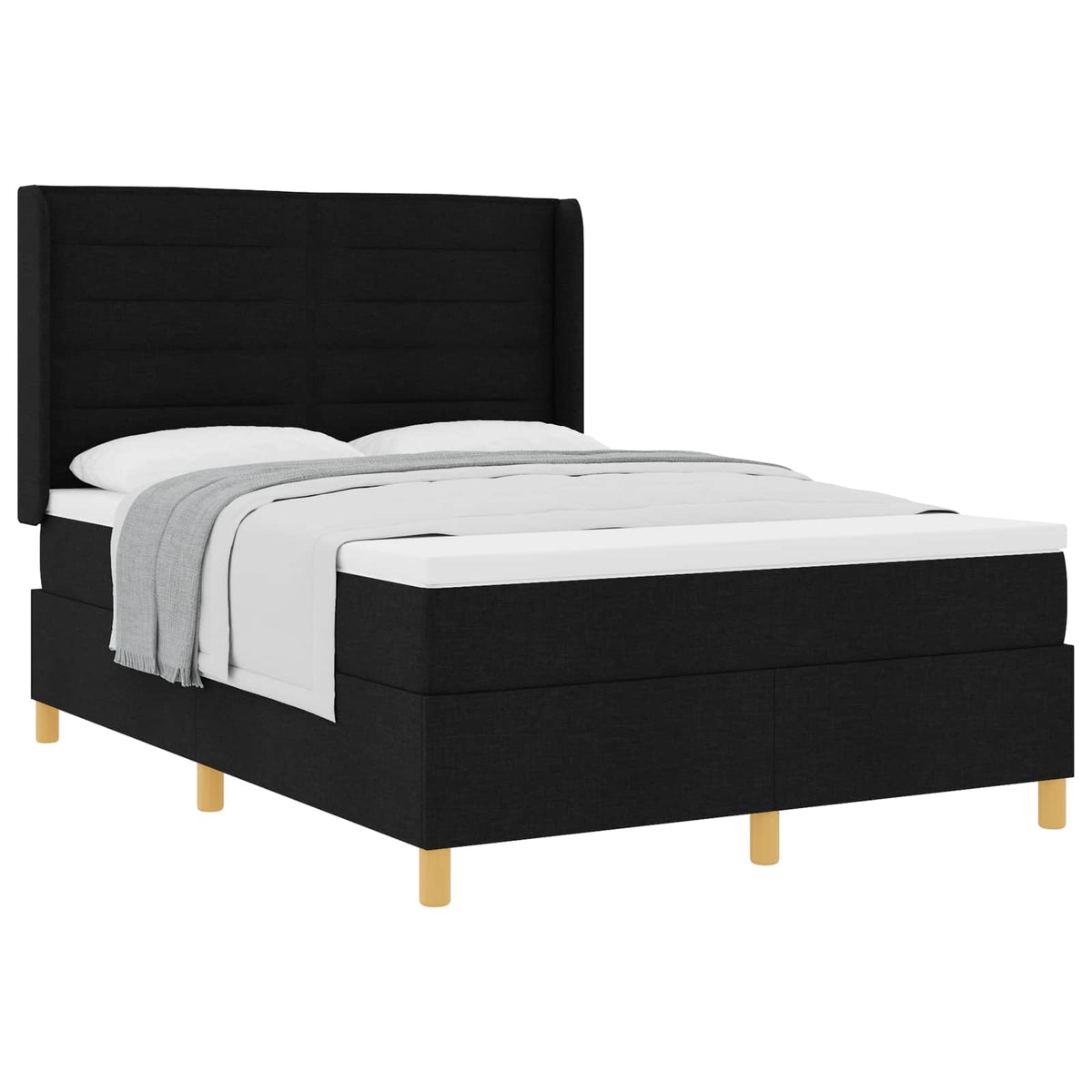 Box spring seng med madras Sort 160 x 200 cm Stof