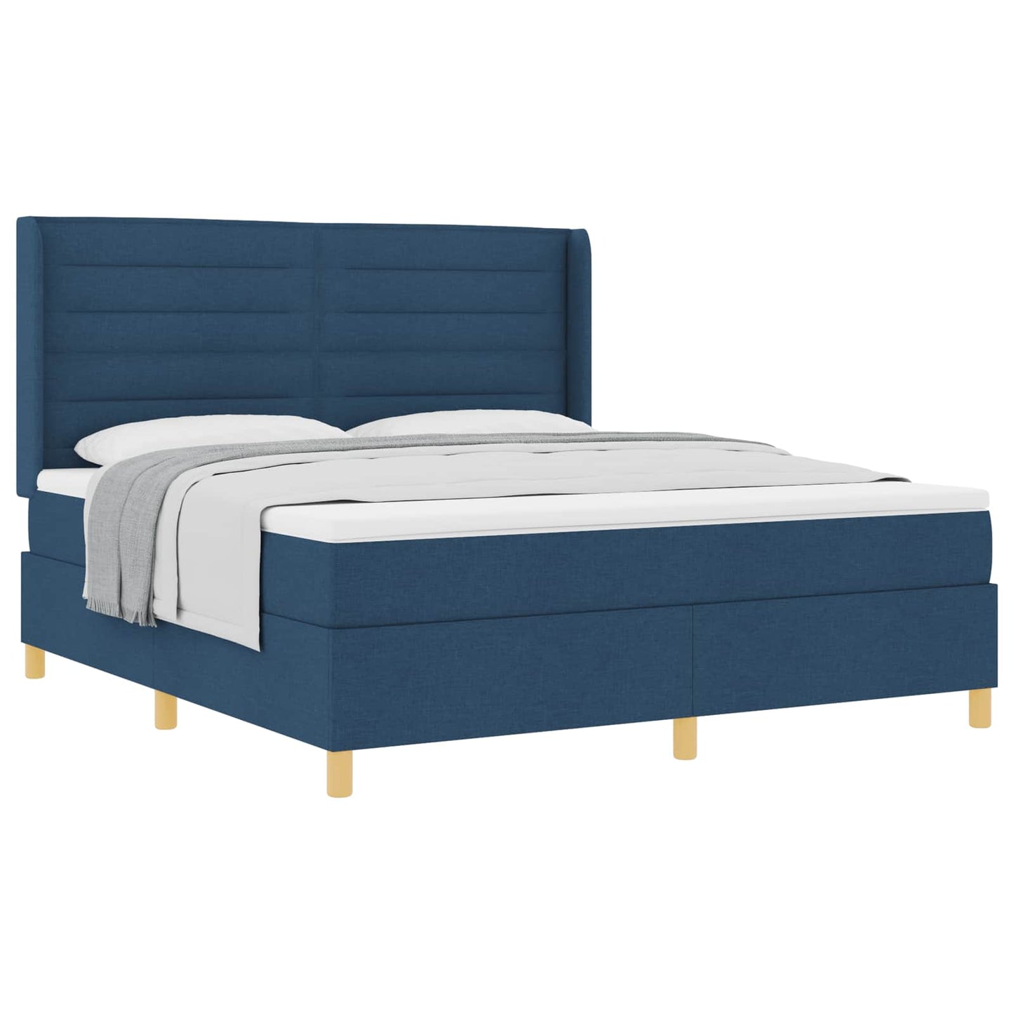 Box spring seng med madras med hovedgærde Blå 180 x 200 cm Stof