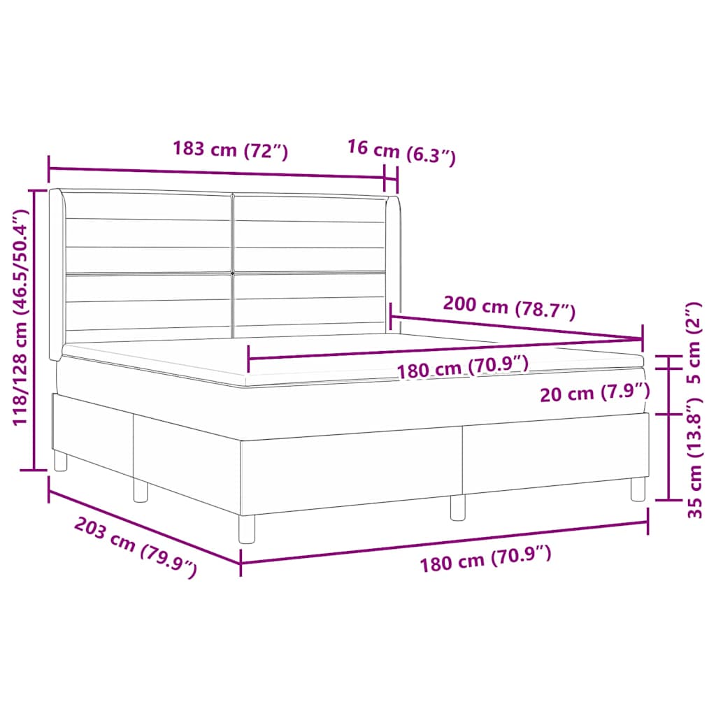 Box spring seng med madras med hovedgærde Blå 180 x 200 cm Stof