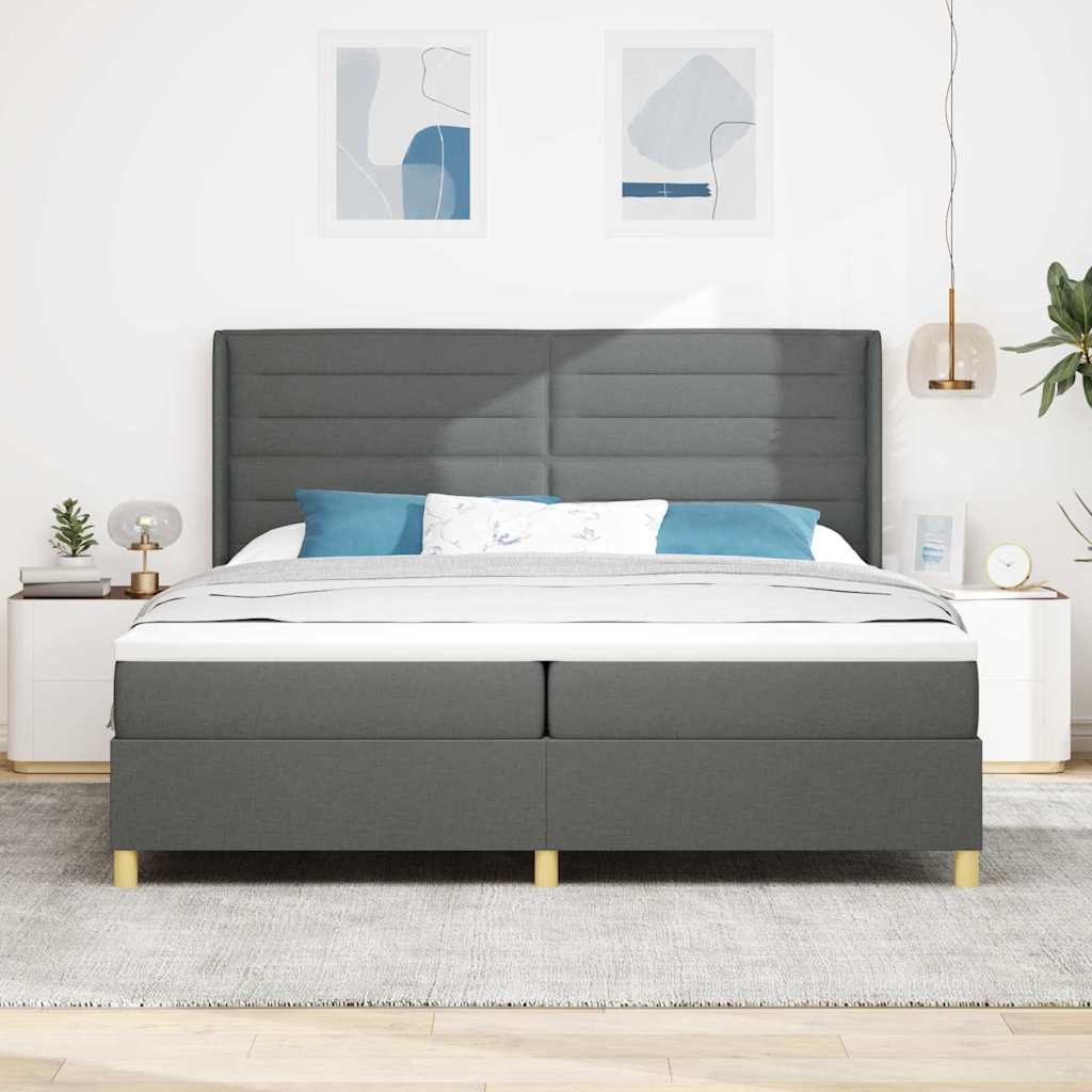 Box spring seng med madras Mørkegrå 200 x 200 cm Stof