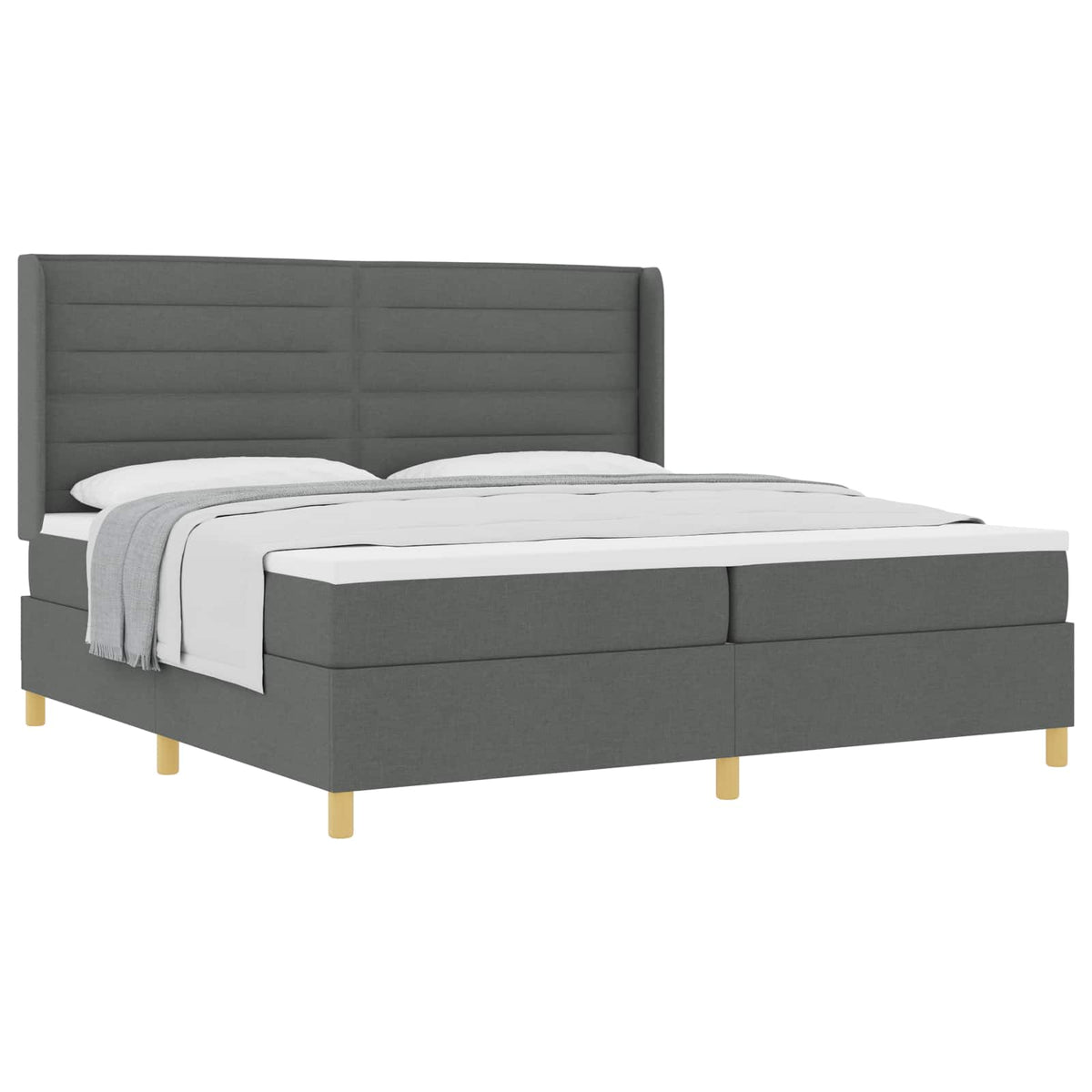 Box spring seng med madras Mørkegrå 200 x 200 cm Stof