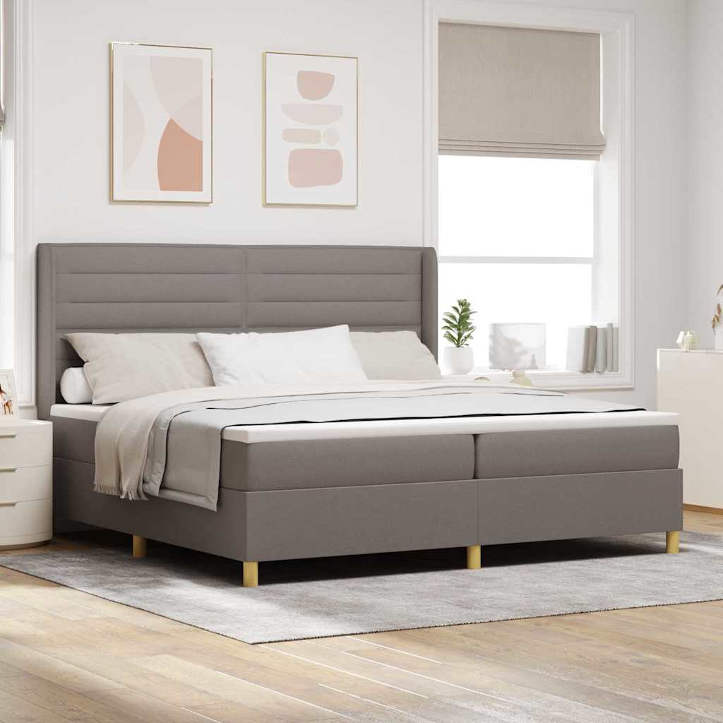 Box spring seng med hovedgærde Gråbrun 200 x 200 cm Stof