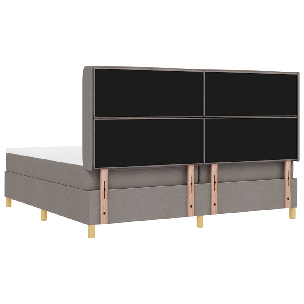 Box spring seng med hovedgærde Gråbrun 200 x 200 cm Stof
