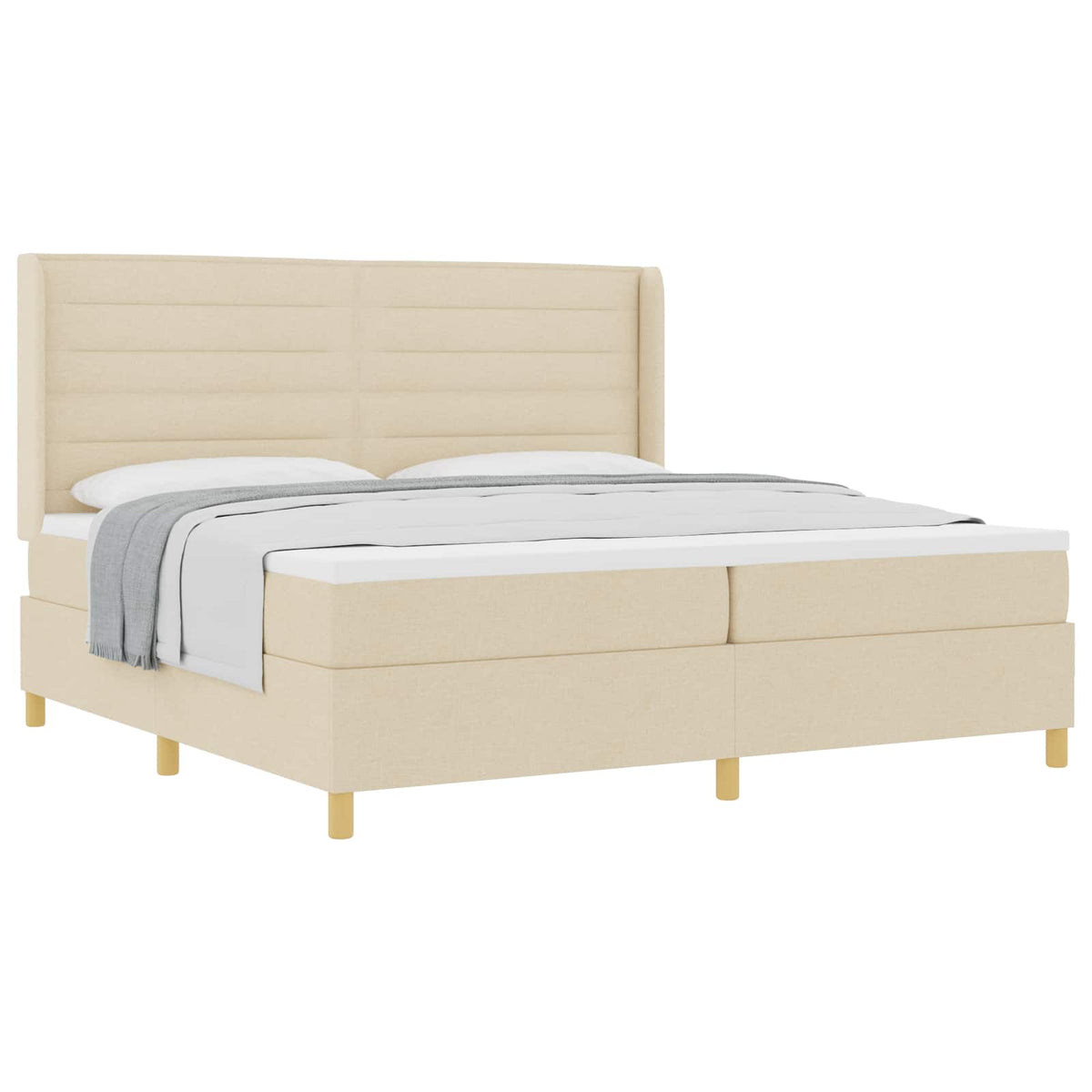 Box spring seng med madras Creme 200 x 200 cm Stof