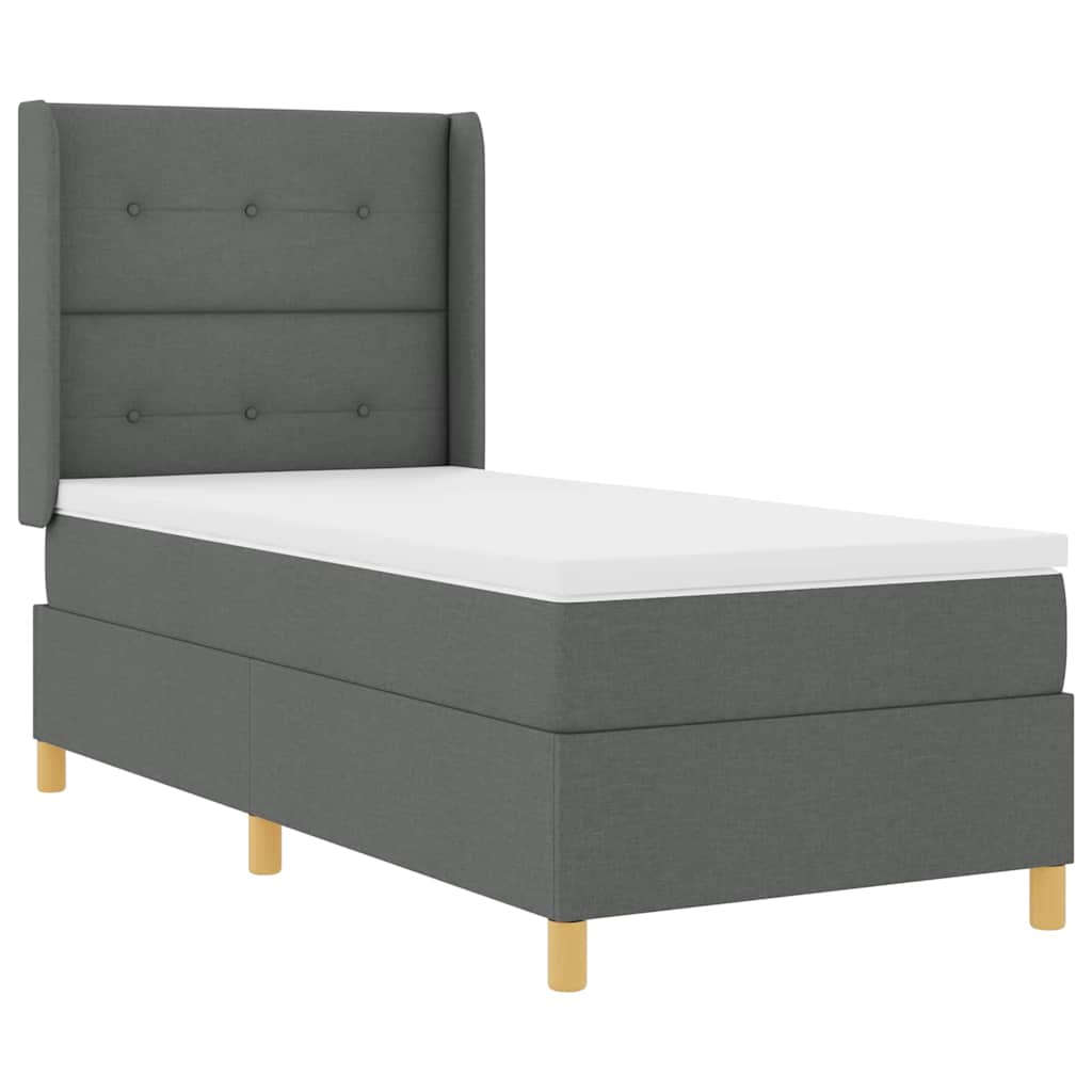 Box spring seng med hovedgærde Mørkegrå 80 x 200 cm Stof