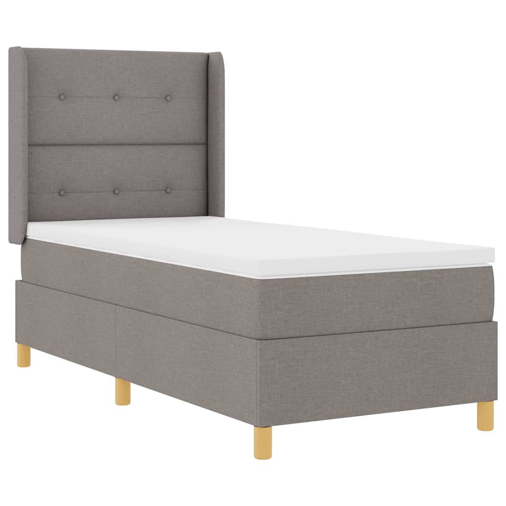 Box spring seng med hovedgærde Gråbrun 80 x 200 cm Stof