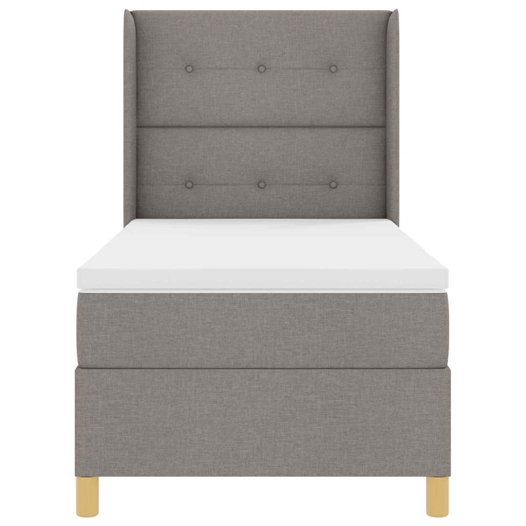 Box spring seng med hovedgærde Gråbrun 80 x 200 cm Stof