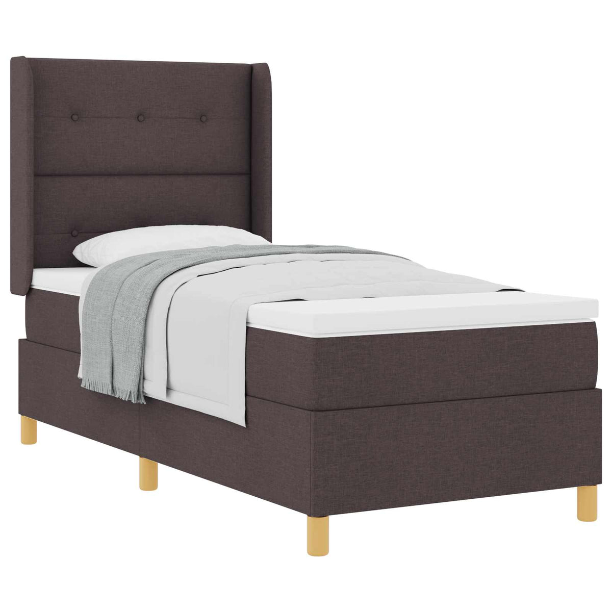 Box spring seng med hovedgærde Mørk Brun 90 x 190 cm Stof
