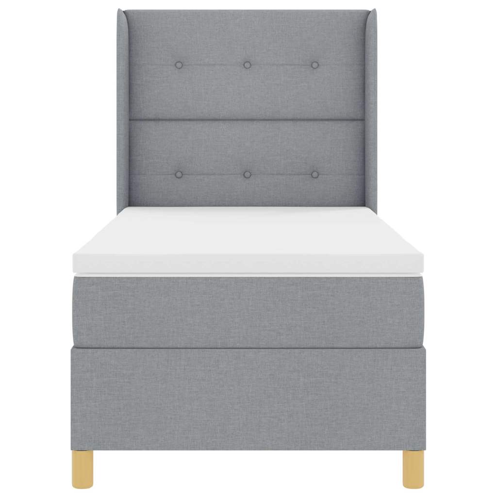 Box spring seng med hovedgærde Lysegrå 90 x 200 cm Stof