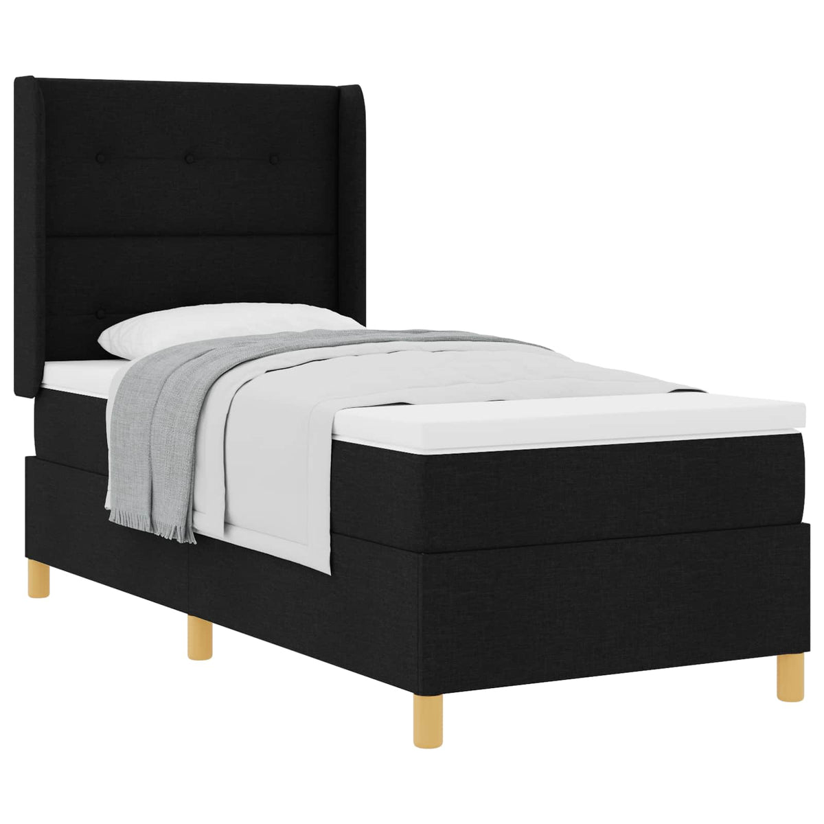 Box spring seng med hovedgærde Sort 90 x 200 cm Stof