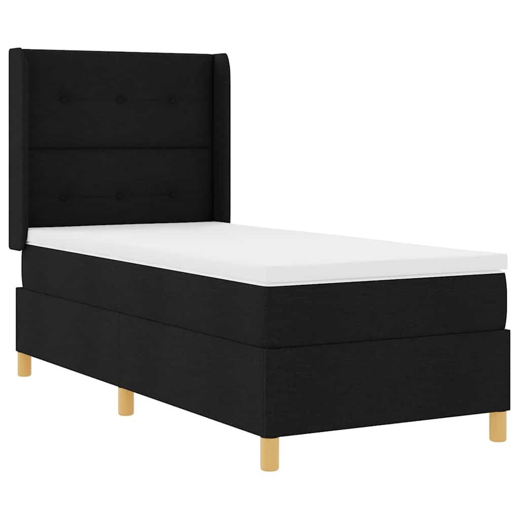 Box spring seng med hovedgærde Sort 90 x 200 cm Stof