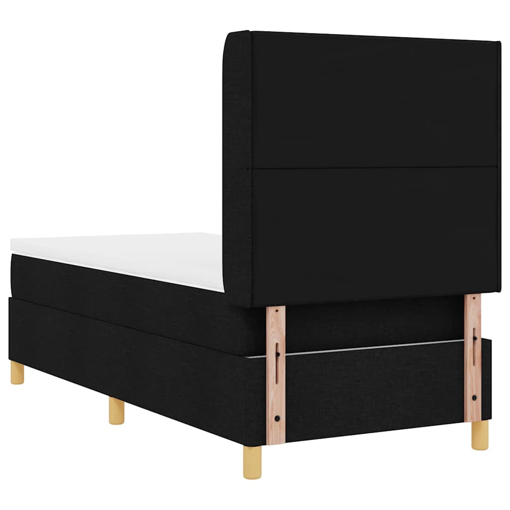 Box spring seng med hovedgærde Sort 90 x 200 cm Stof