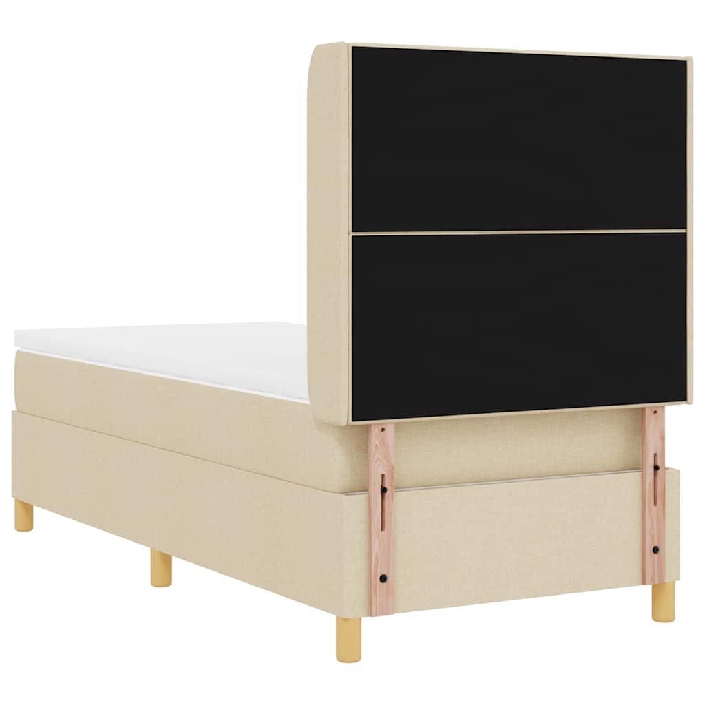 Box spring seng med hovedgærde Creme 90 x 200 cm Stof