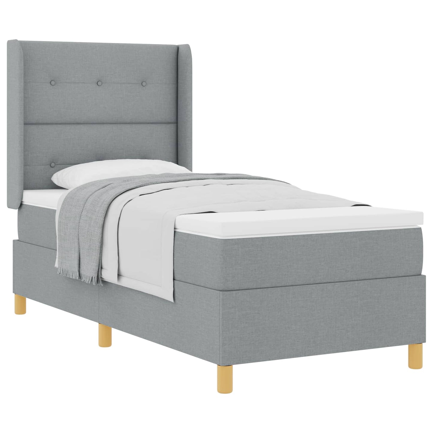 Box spring seng med hovedgærde Lysegrå 100 x 200 cm Stof