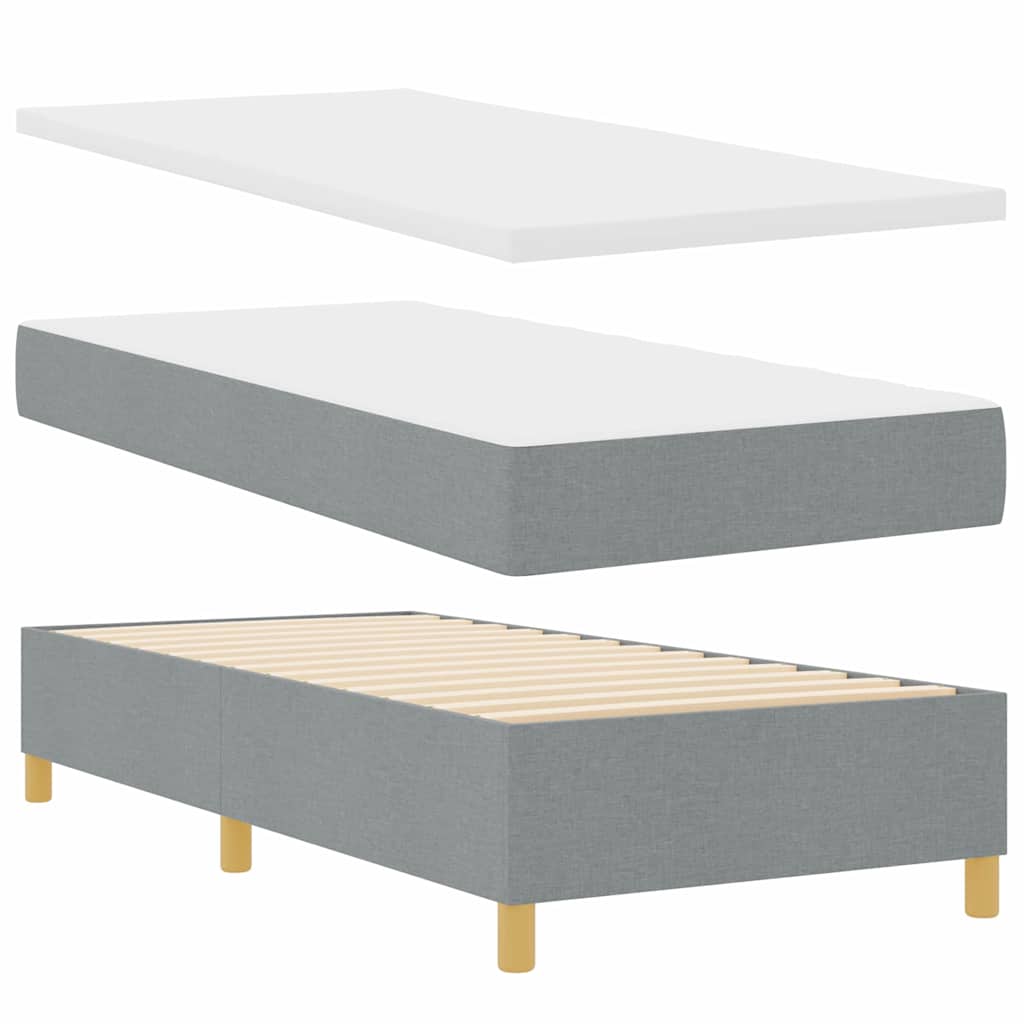 Box spring seng med hovedgærde Lysegrå 100 x 200 cm Stof