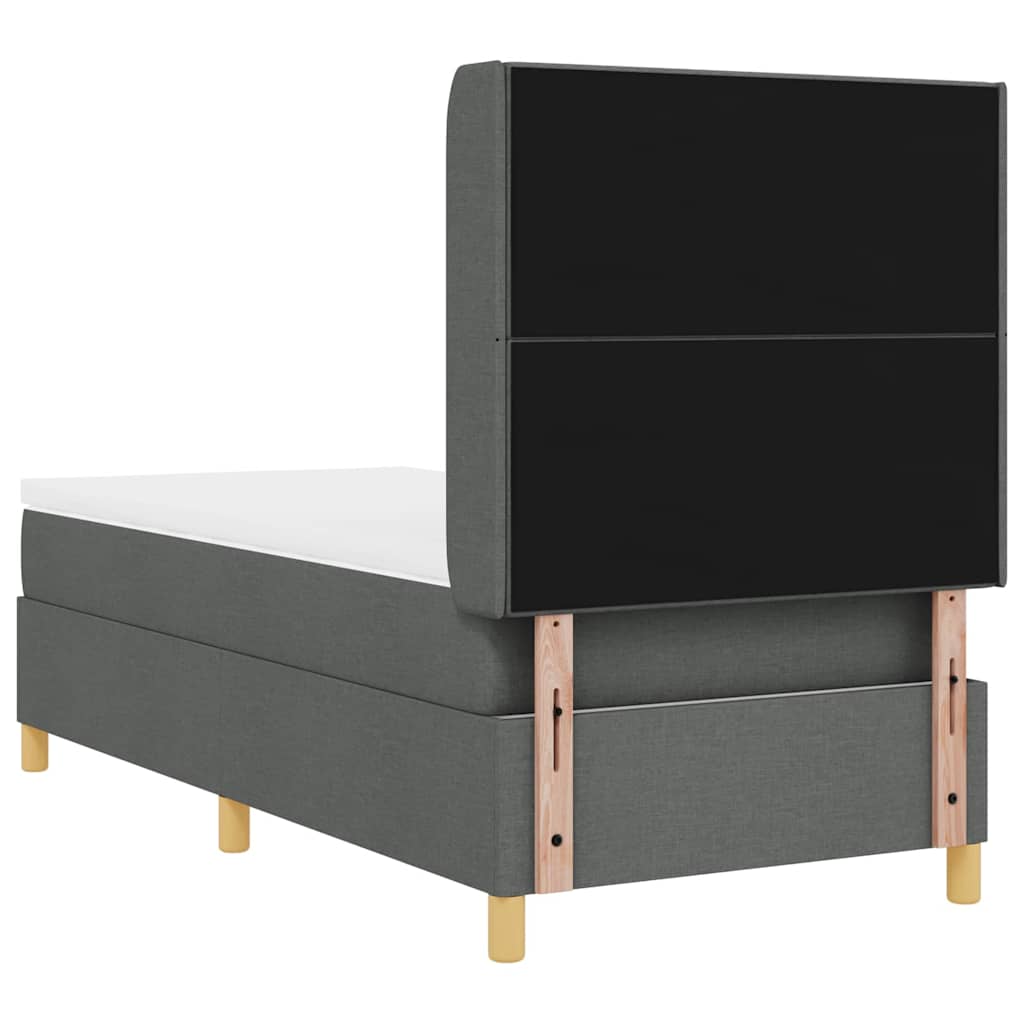 Box spring seng med hovedgærde Mørkegrå 100 x 200 cm Stof