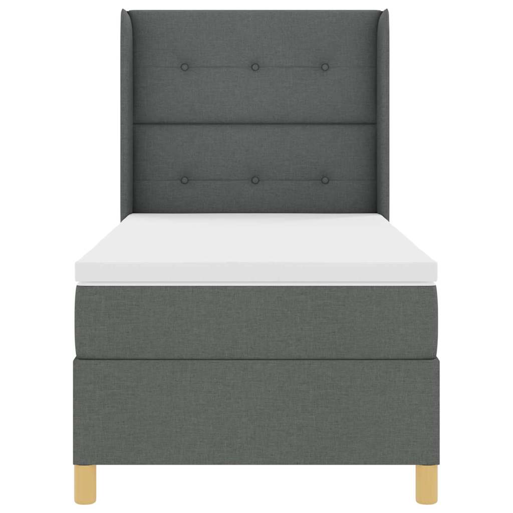 Box spring seng med hovedgærde Mørkegrå 100 x 200 cm Stof