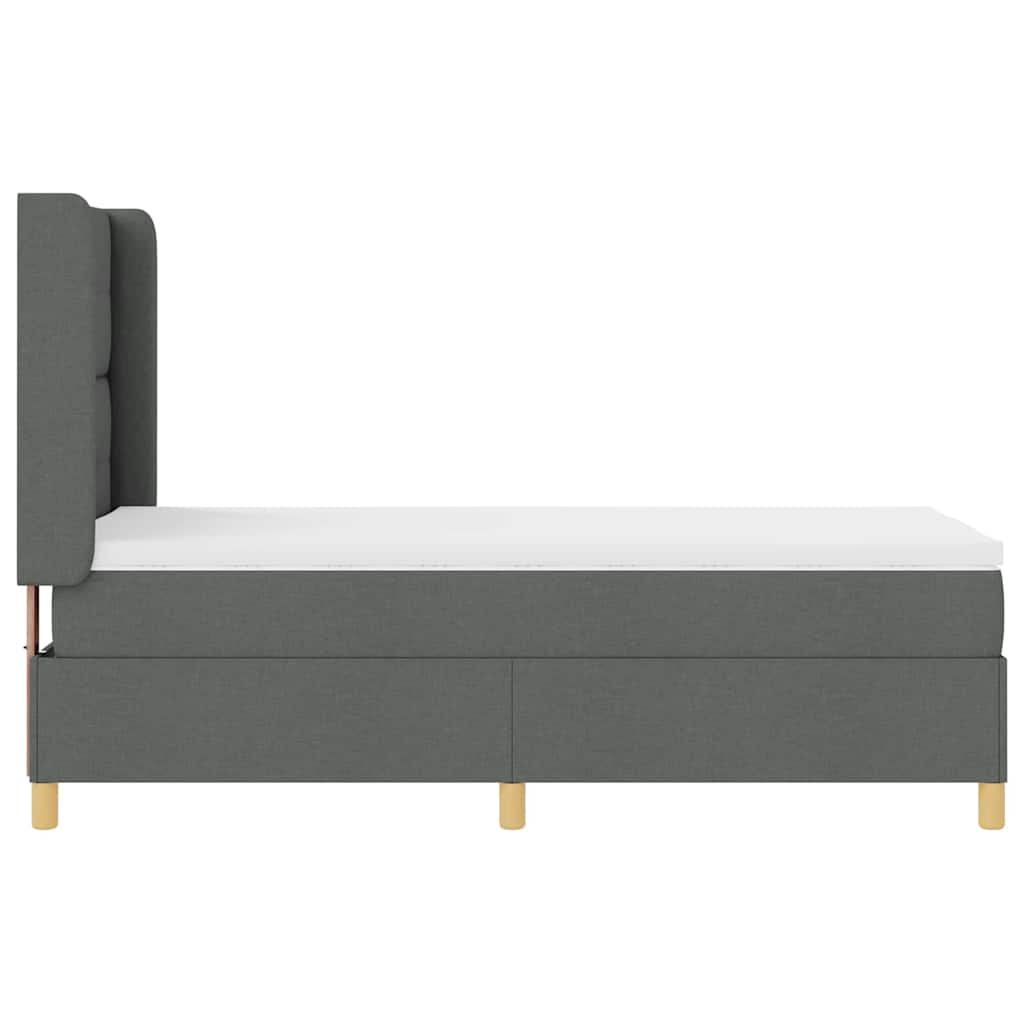 Box spring seng med hovedgærde Mørkegrå 100 x 200 cm Stof