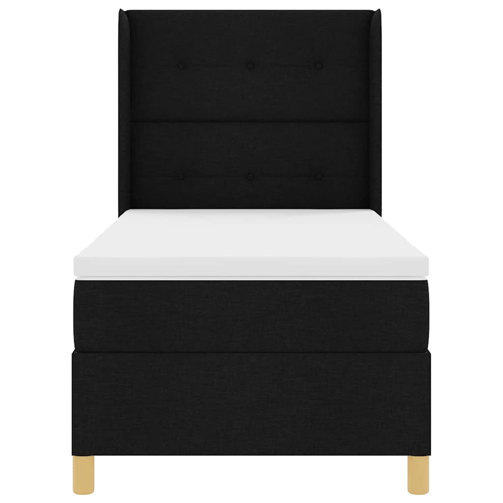 Box spring seng med hovedgærde Sort 100 x 200 cm Stof