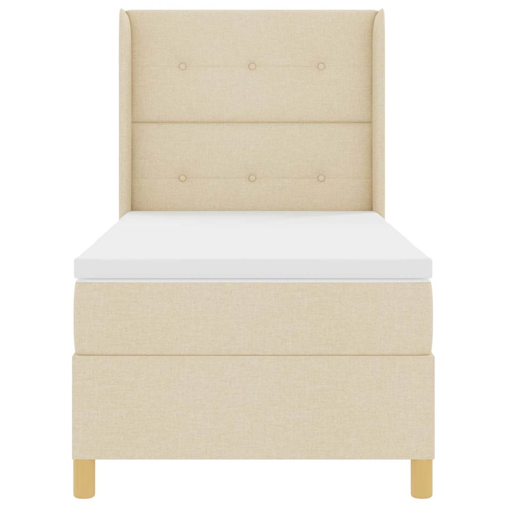 Box spring seng med hovedgærde Creme 100 x 200 cm Stof