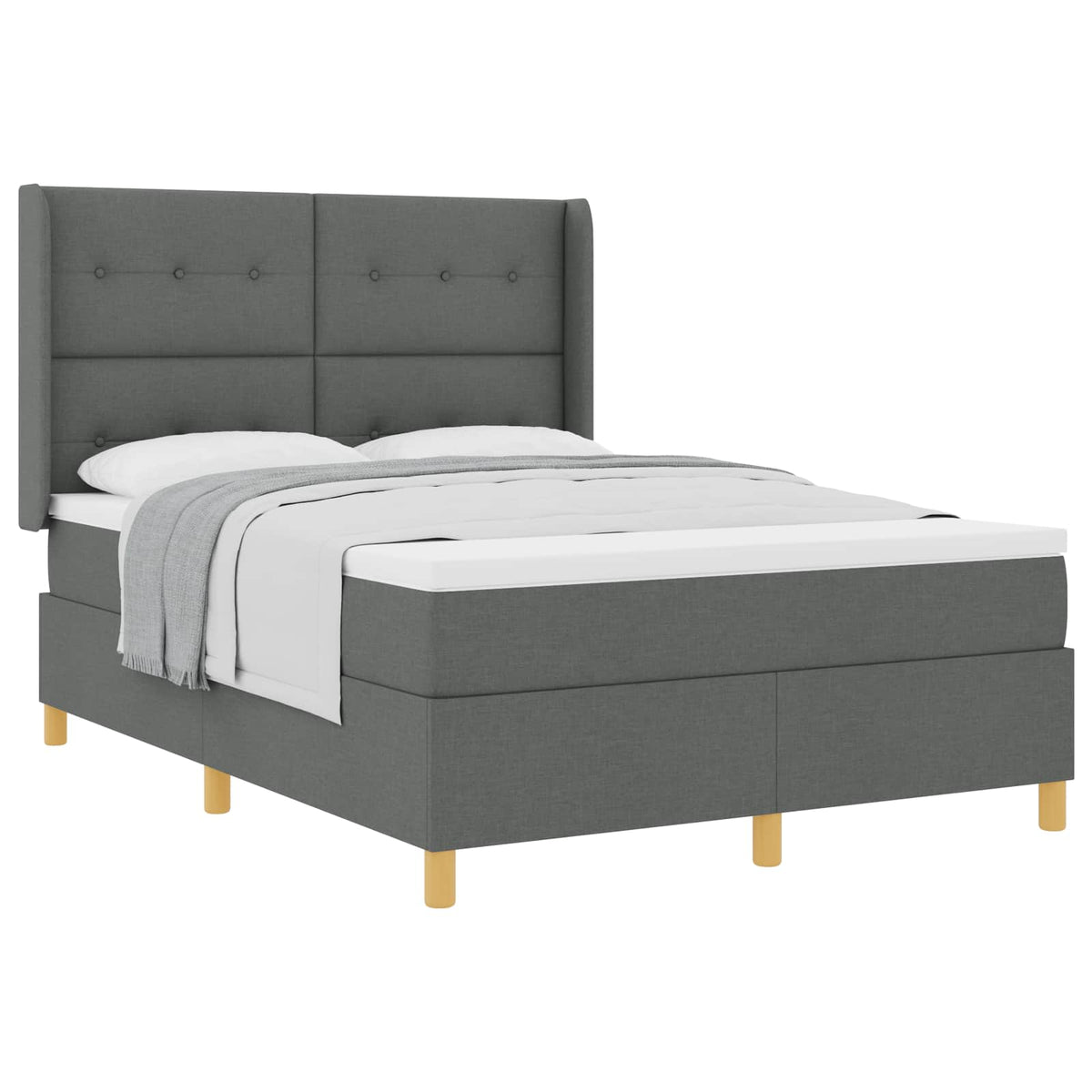 Box spring seng med hovedgærde Mørkegrå 140 x 190 cm Stof