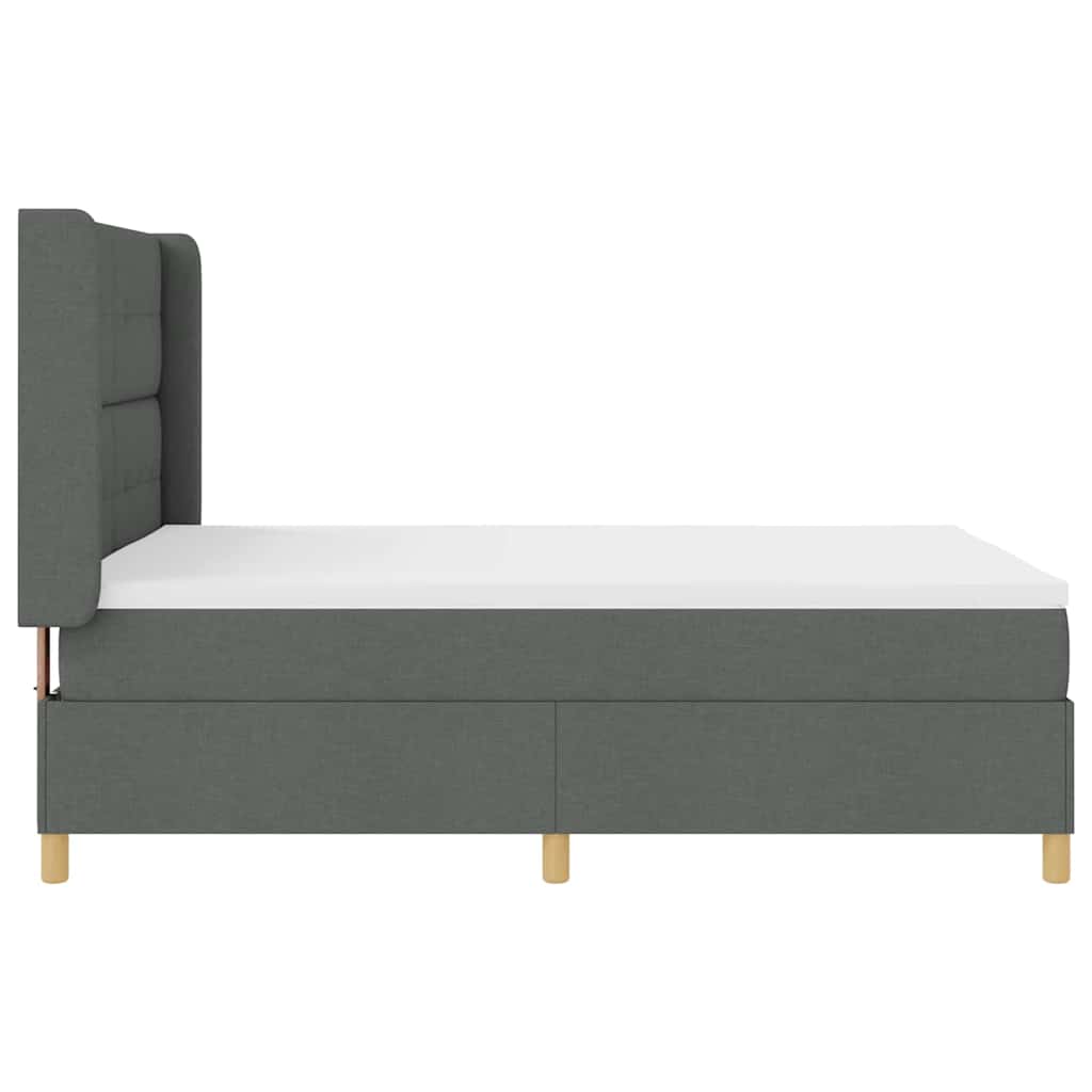 Box spring seng med hovedgærde Mørkegrå 140 x 190 cm Stof