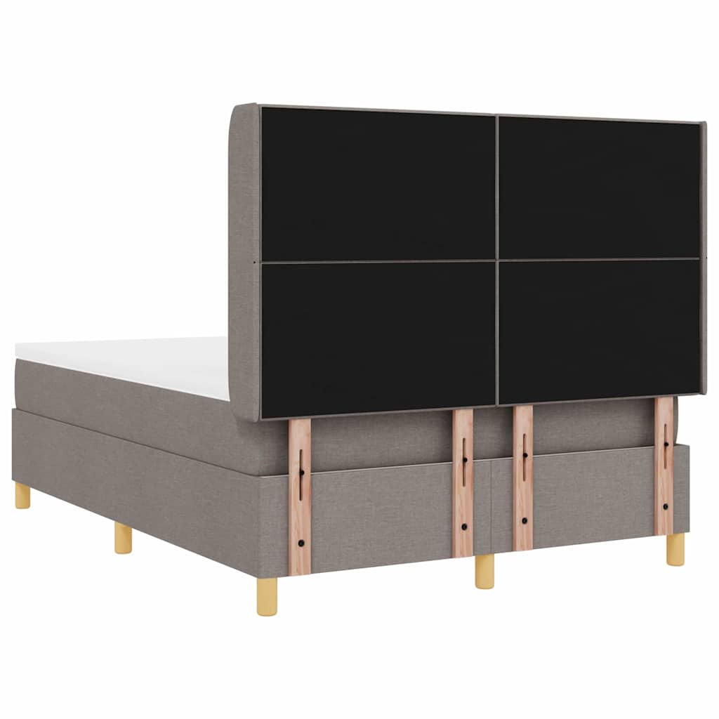 Box spring seng med hovedgærde Gråbrun 140 x 190 cm Stof
