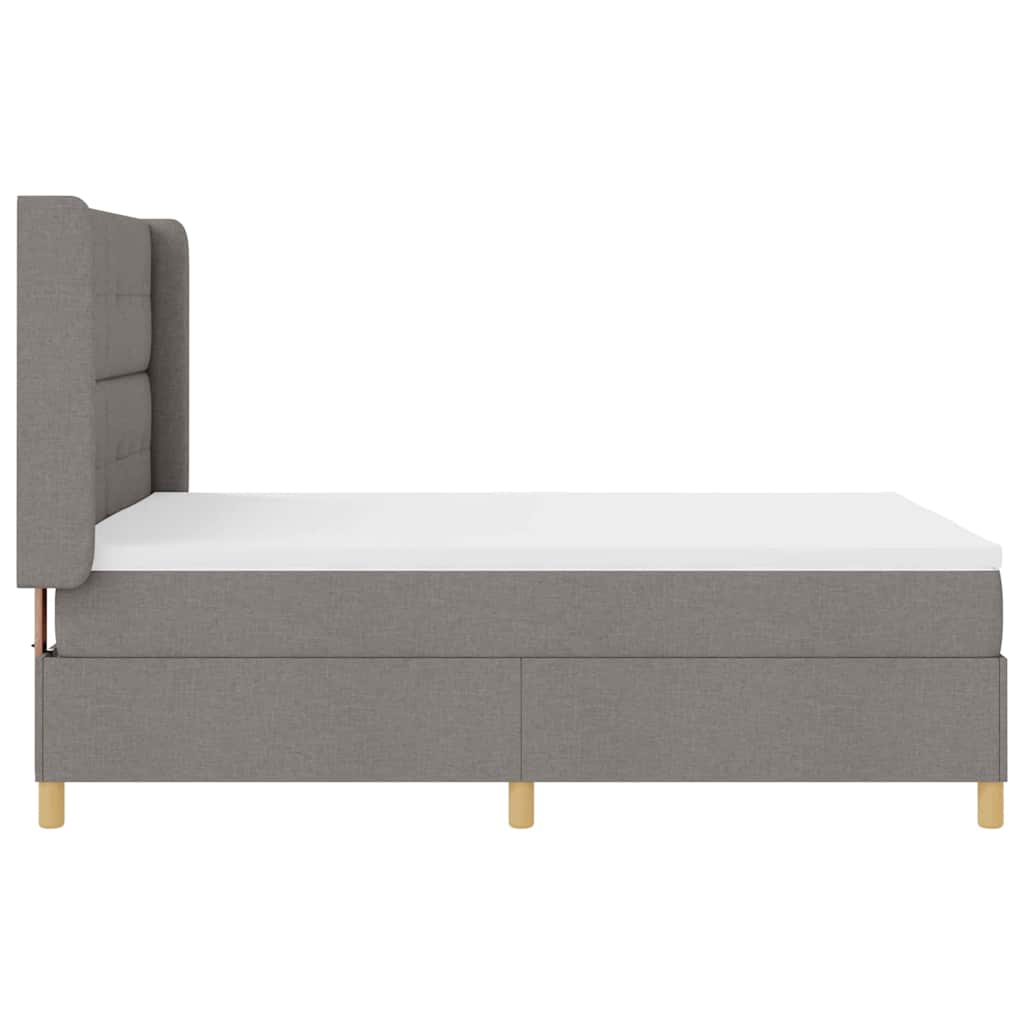 Box spring seng med hovedgærde Gråbrun 140 x 190 cm Stof