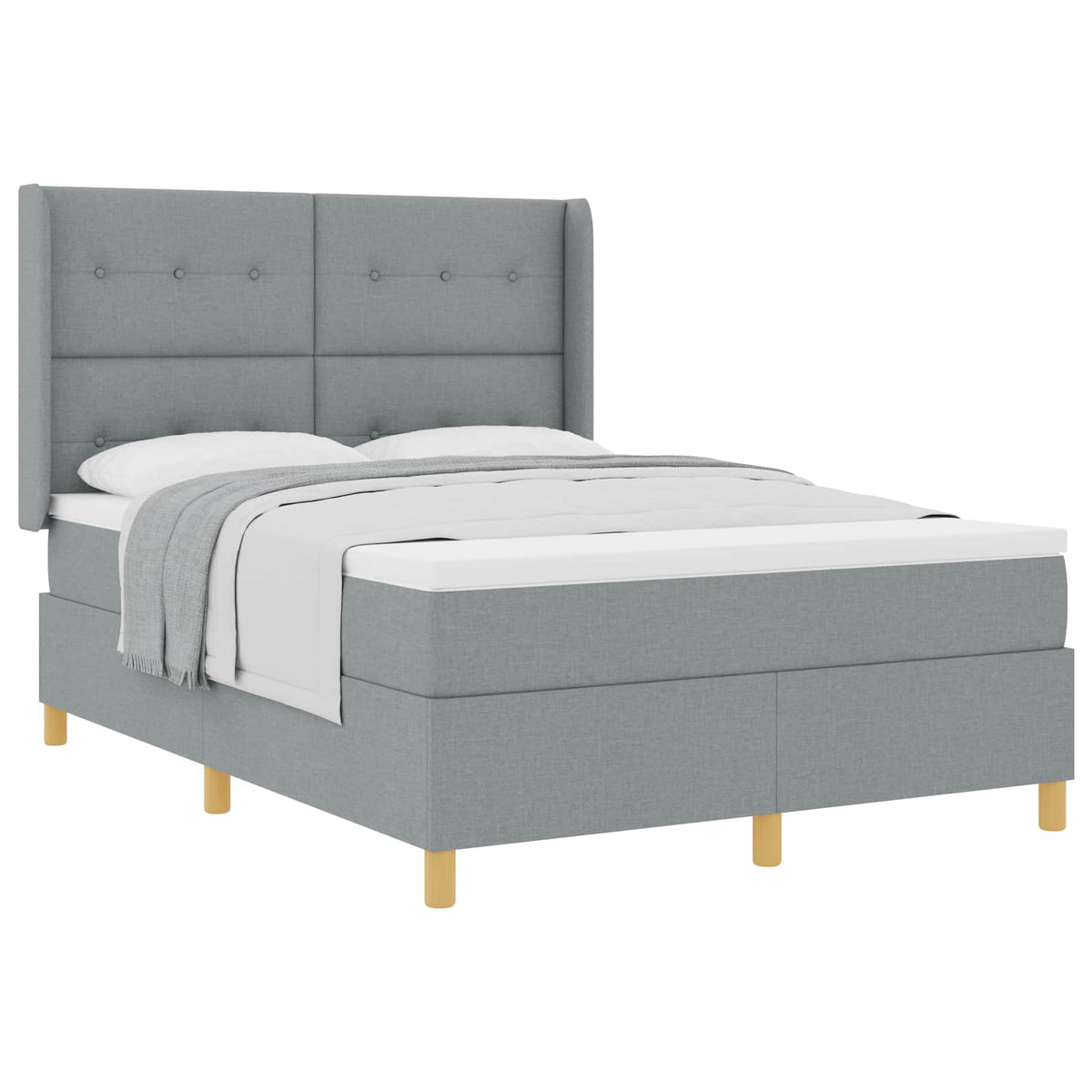 Box spring seng med hovedgærde Lysegrå 140 x 200 cm Stof