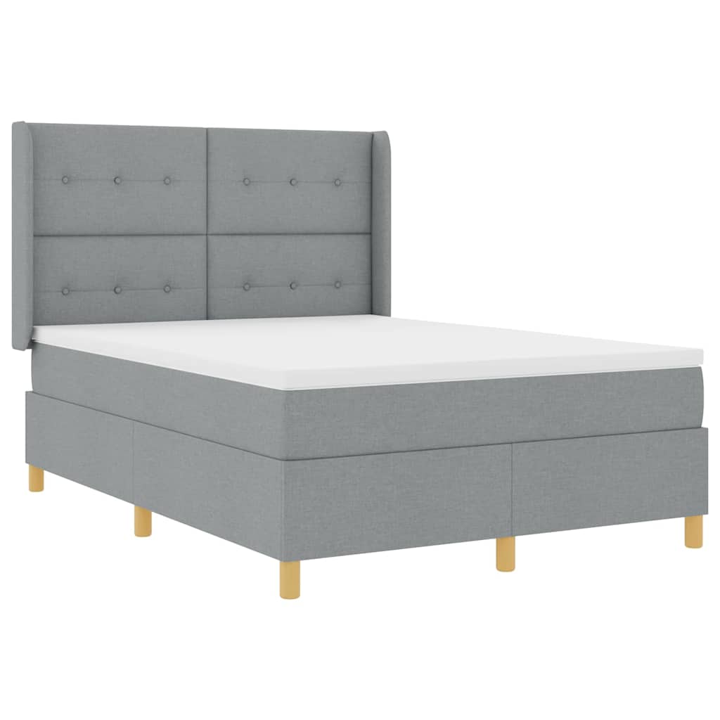 Box spring seng med hovedgærde Lysegrå 140 x 200 cm Stof