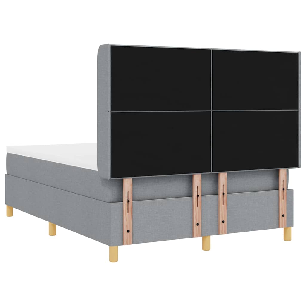 Box spring seng med hovedgærde Lysegrå 140 x 200 cm Stof
