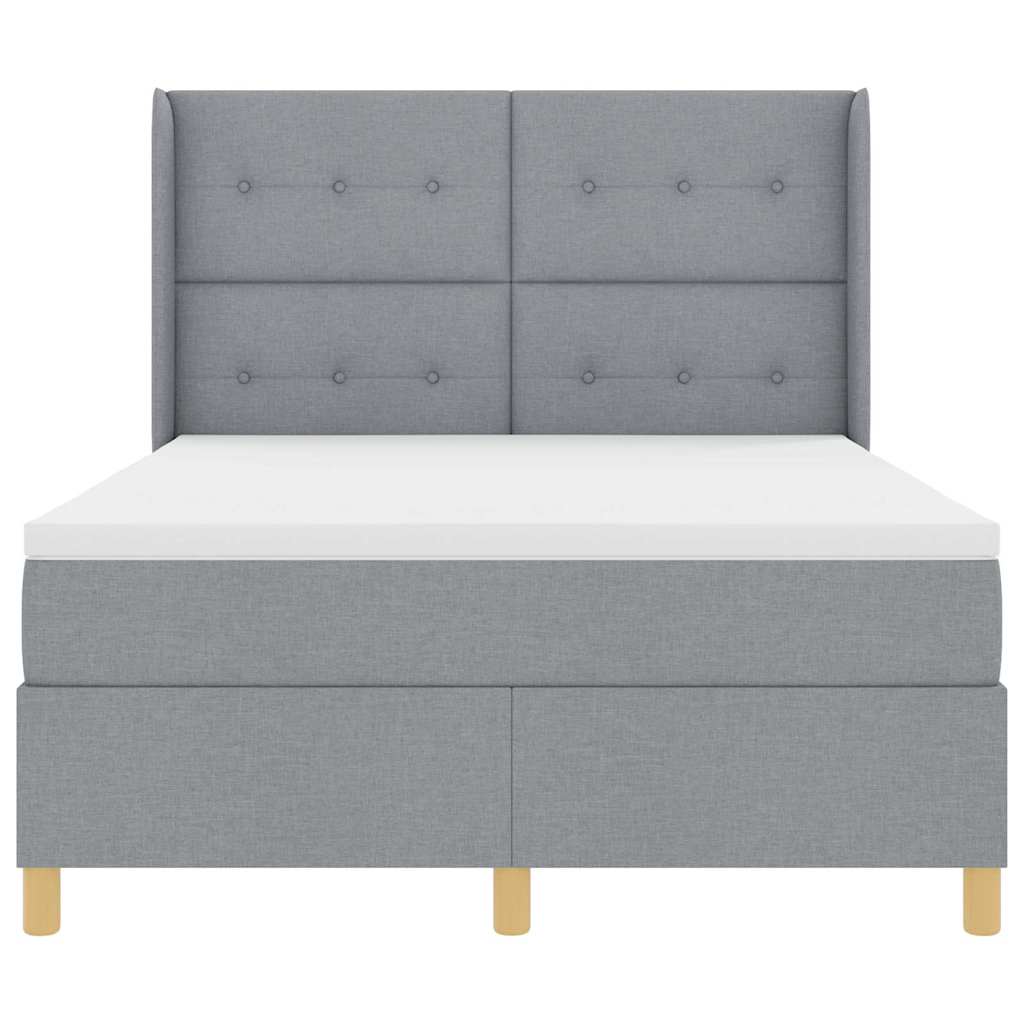 Box spring seng med hovedgærde Lysegrå 140 x 200 cm Stof