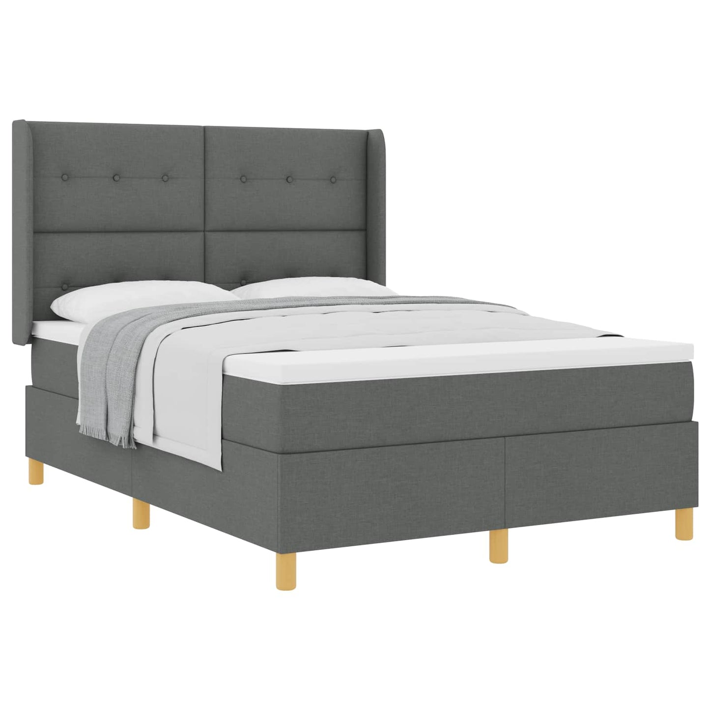 Box spring seng med hovedgærde Mørkegrå 140 x 200 cm Stof