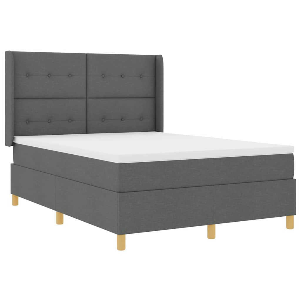 Box spring seng med hovedgærde Mørkegrå 140 x 200 cm Stof