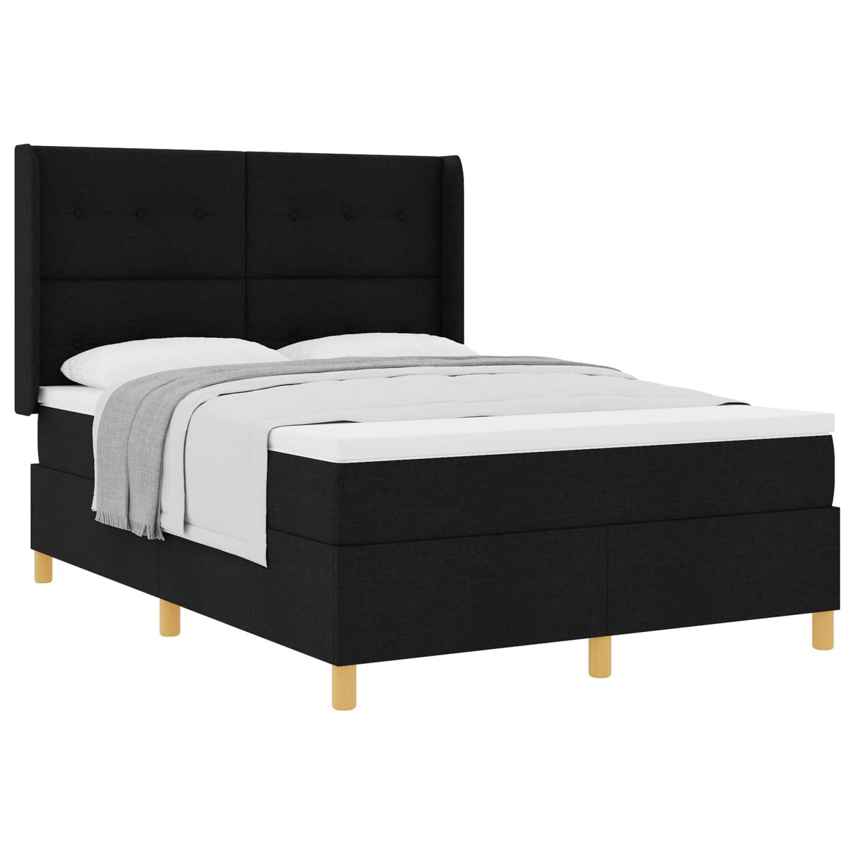 Box spring seng med hovedgærde Sort 140 x 200 cm Stof