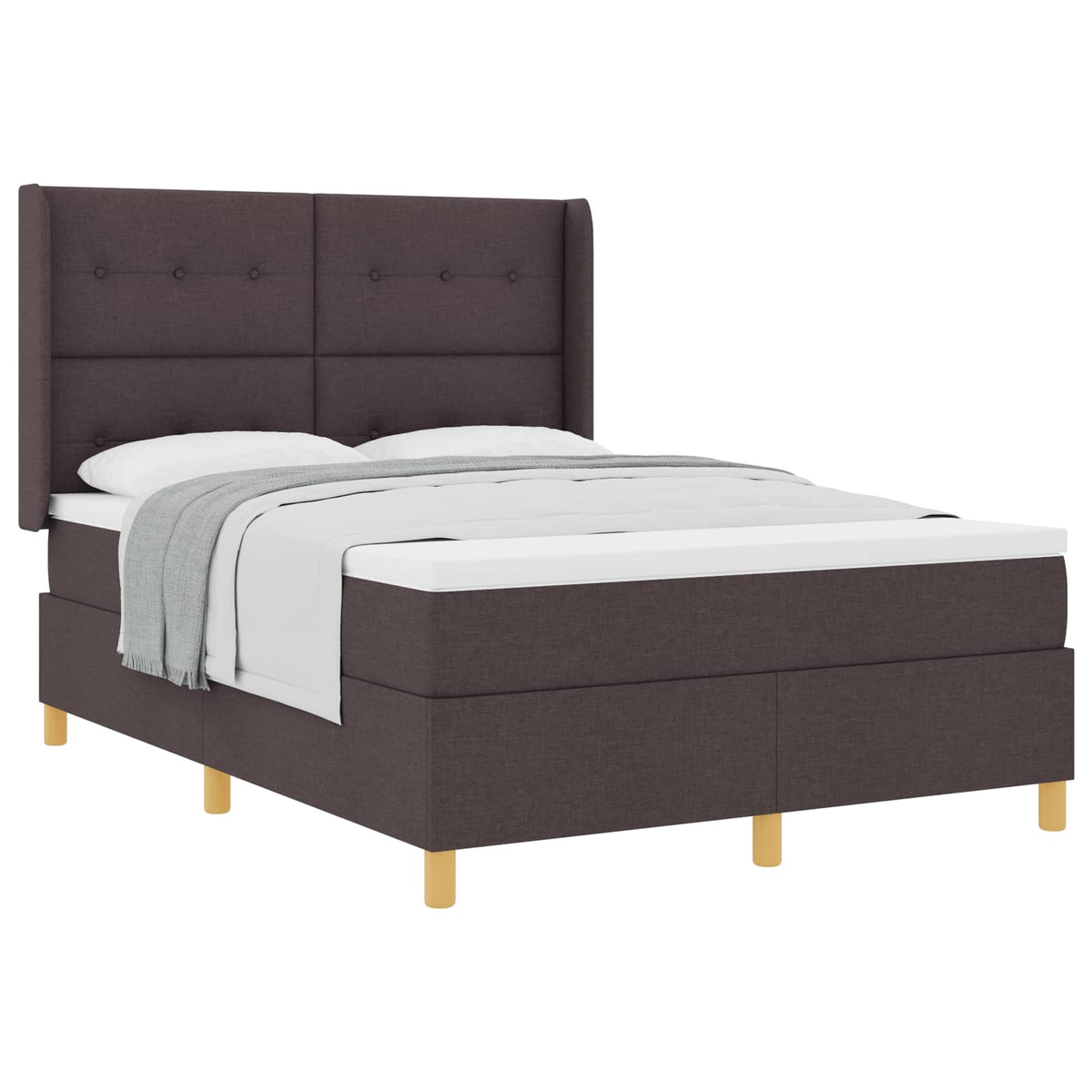 Box spring seng med hovedgærde Mørk Brun 140 x 200 cm Stof