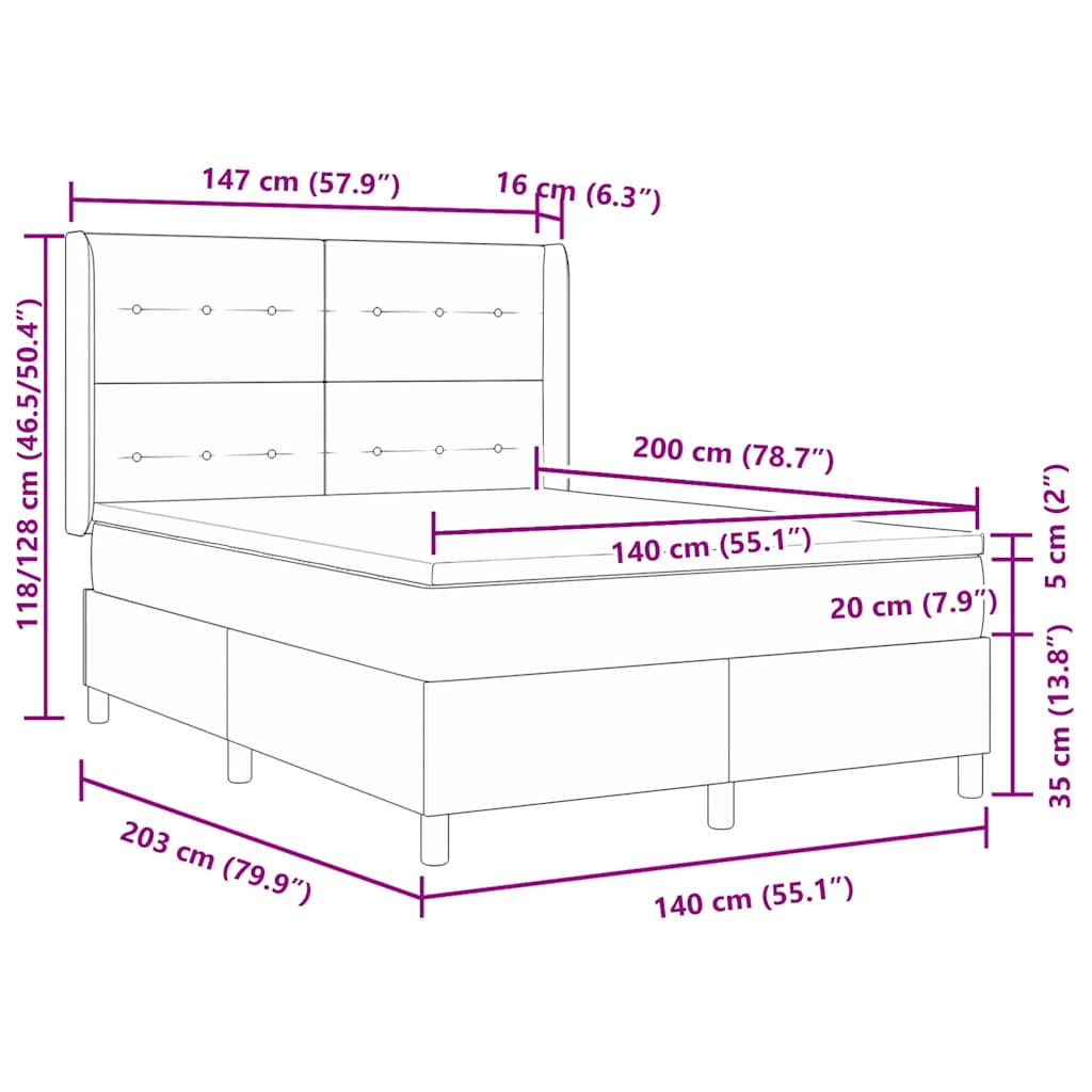 Box spring seng med hovedgærde Mørk Brun 140 x 200 cm Stof