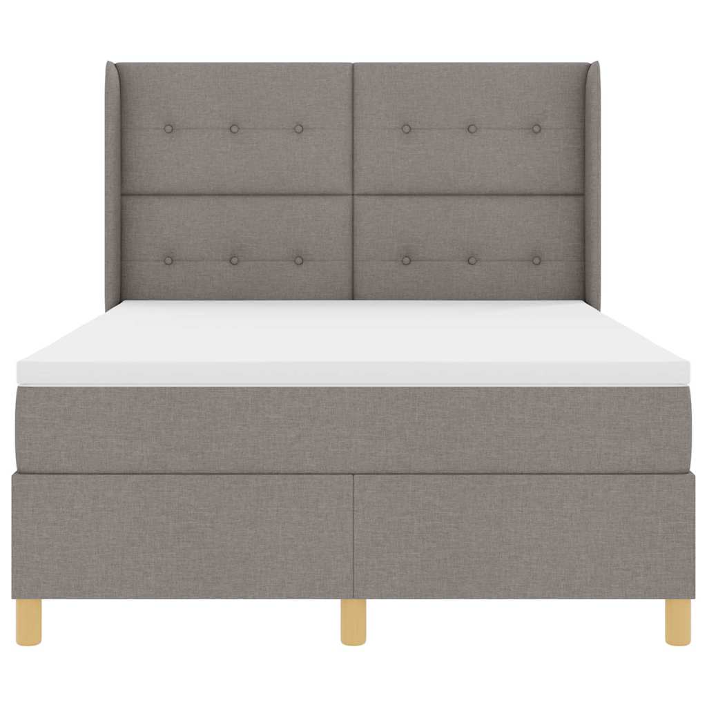 Box spring seng med hovedgærde Gråbrun 140 x 200 cm Stof