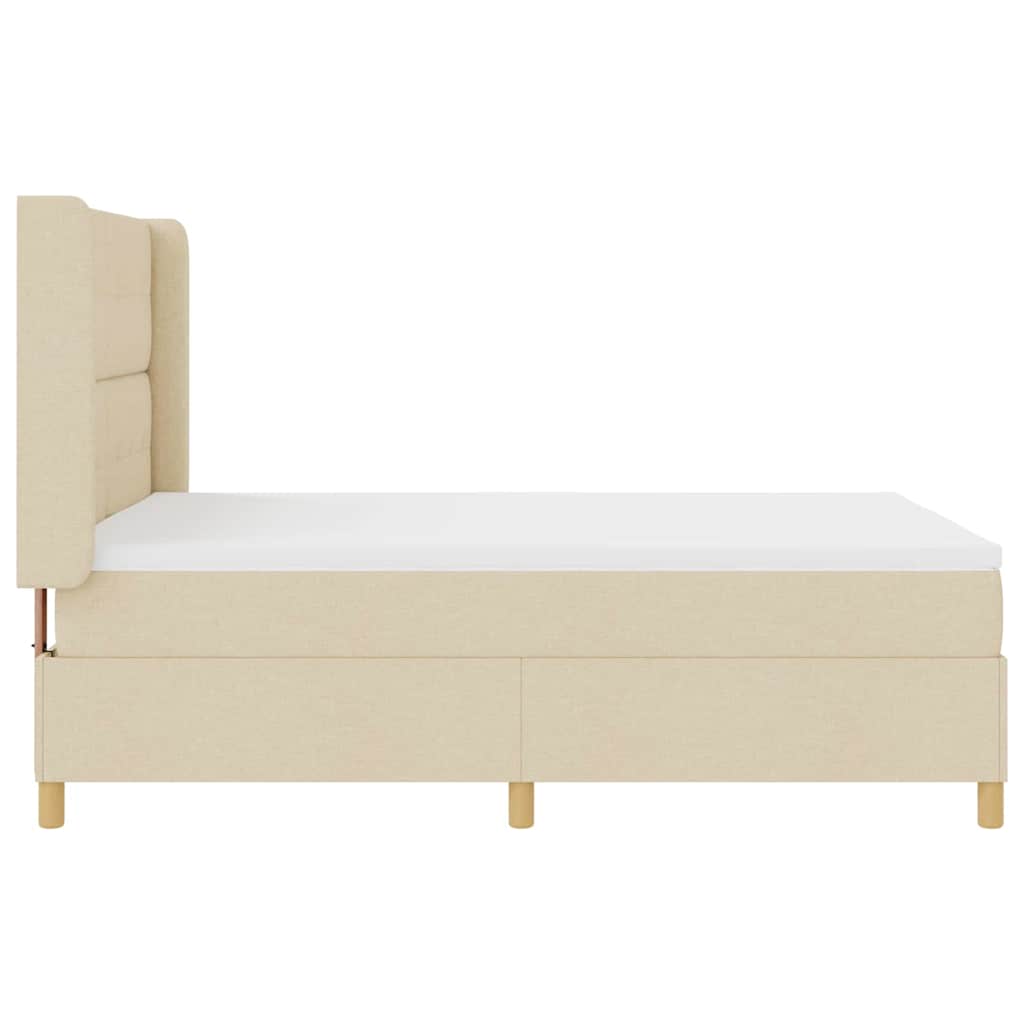 Box spring seng med hovedgærde Creme 140 x 200 cm Stof