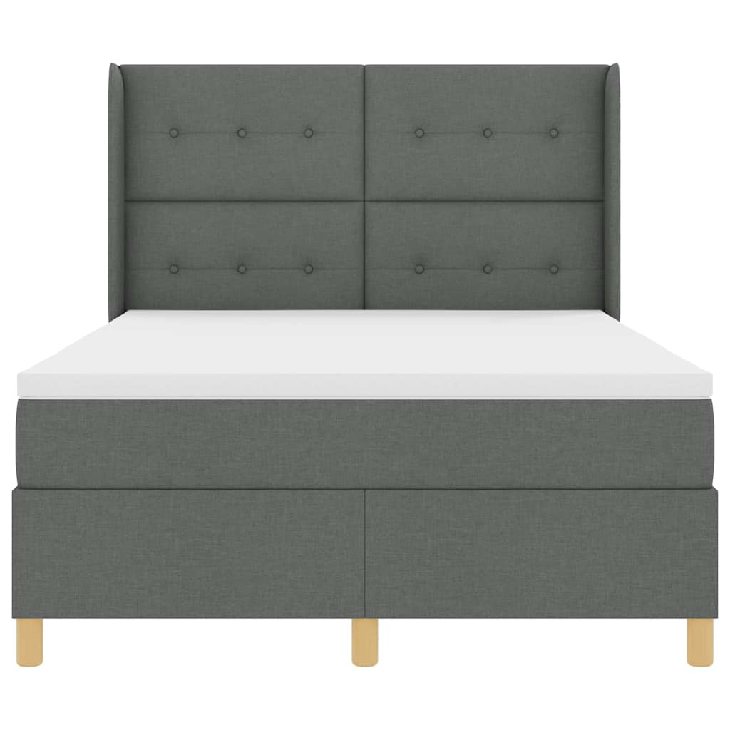 Box spring seng med hovedgærde Mørkegrå 160 x 200 cm Stof