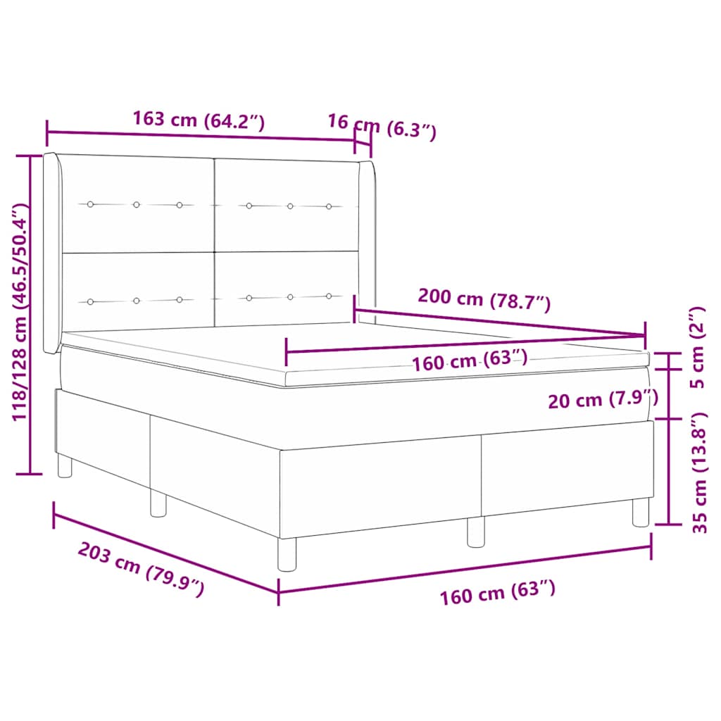 Box spring seng med hovedgærde Mørk Brun 160 x 200 cm Stof
