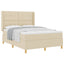 Box spring seng med hovedgærde Creme 160 x 200 cm Stof