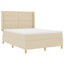 Box spring seng med hovedgærde Creme 160 x 200 cm Stof