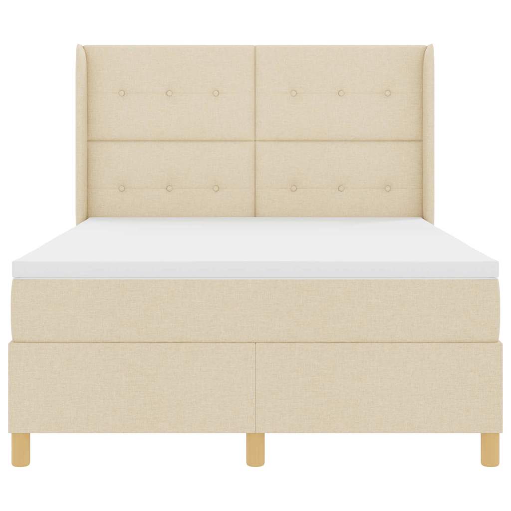 Box spring seng med hovedgærde Creme 160 x 200 cm Stof