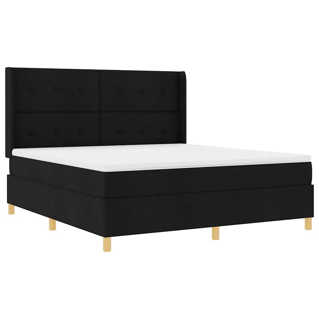 Box spring seng med hovedgærde Sort 180 x 200 cm Stof