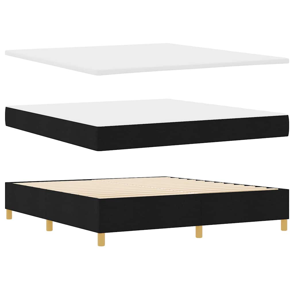 Box spring seng med hovedgærde Sort 180 x 200 cm Stof