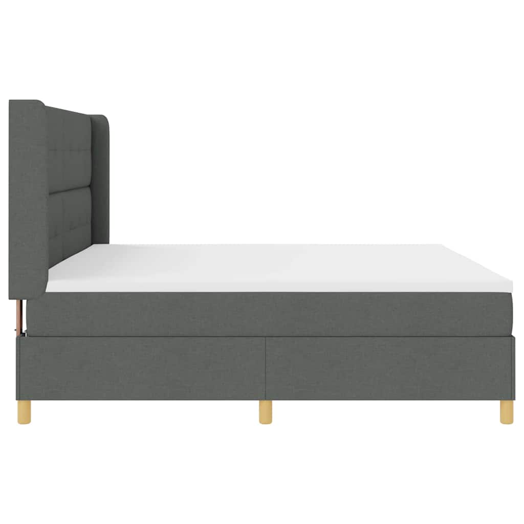 Box spring seng med hovedgærde Mørkegrå 200 x 200 cm Stof